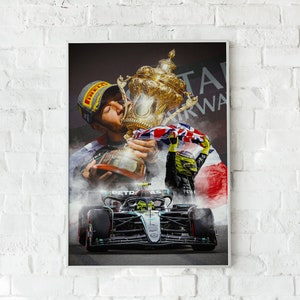 Cartel de Lewis Hamilton F1, impresión en papel o lienzo o archivo digital, GP de Gran Bretaña 2024, arte de pared, decoración del hogar, regalo de F1