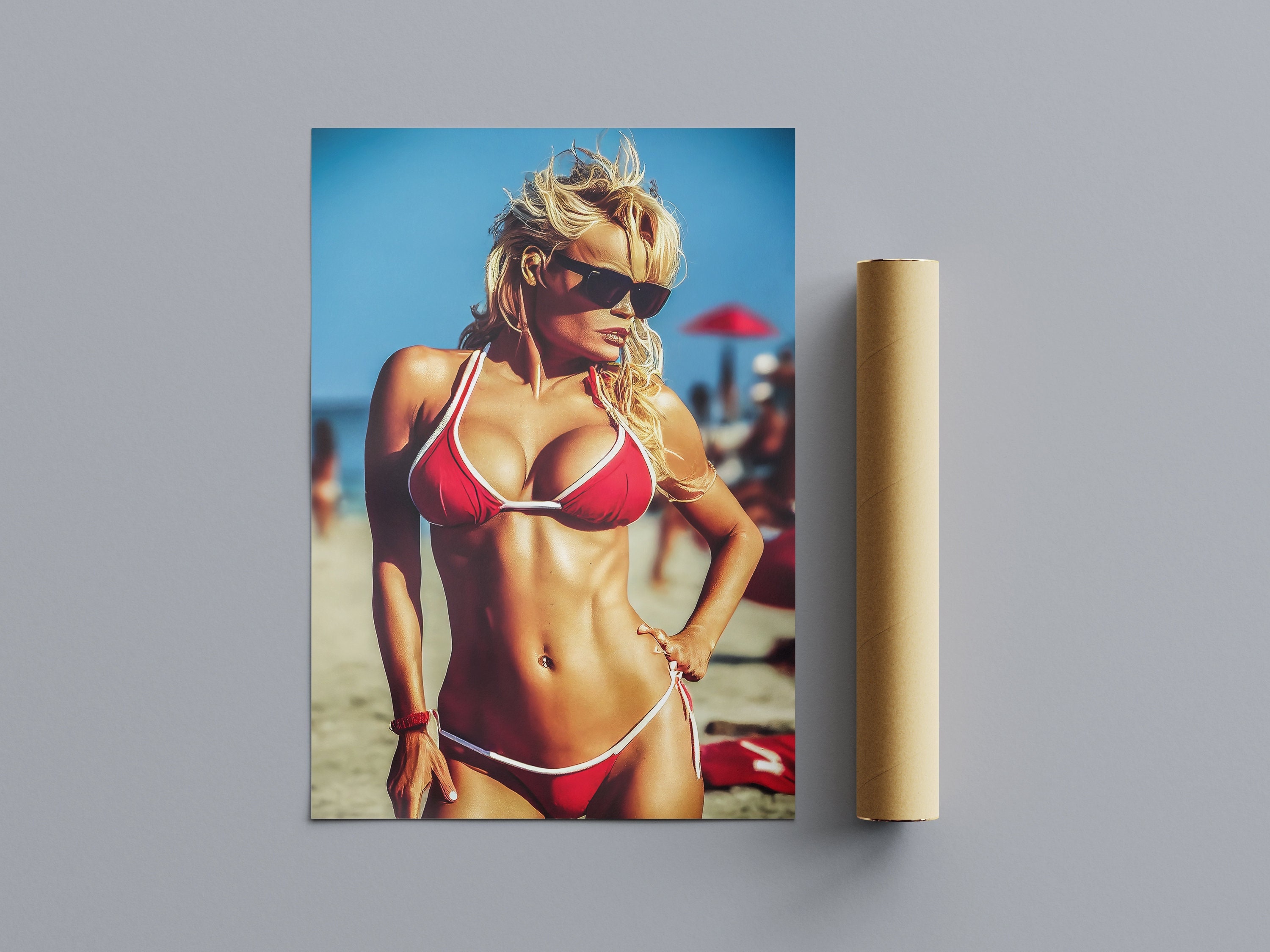 Sexy Poster Girl Model Banner Bikini Thong Gym Hot Workout pin up FREE  SHIPPING
