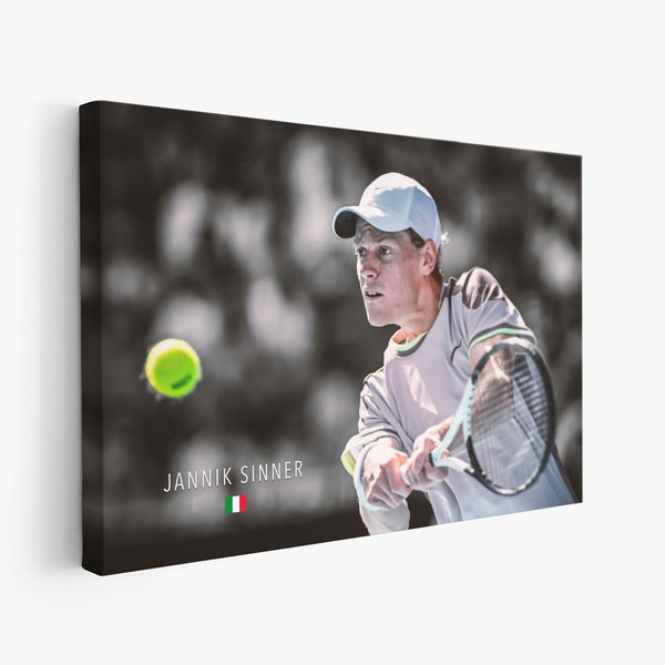 Poster di Jannik Sinner, stampa su carta o tela, Australian Open 2024, Tennis, Arte sportiva, Decorazione murale, Idea regalo per il tennis