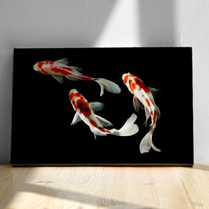 Japanese Style Wall Art, Koi Fish Poster, Canvas or Paper Print, Home Decor, Housewarming Gift