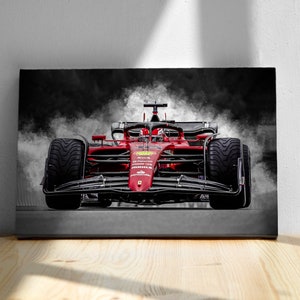 Charles Leclerc, F1 Poster, Canvas, Scuderia Ferrari, F1-75 car, Gift for him, Man Cave Decor, Wall art