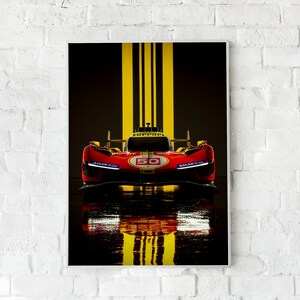 Le Mans Hypercar Ferrari 499P, Wooden Frame Poster, Matte Paper Print, Man Cave Decor, Wall Art, Ready-To-Hang