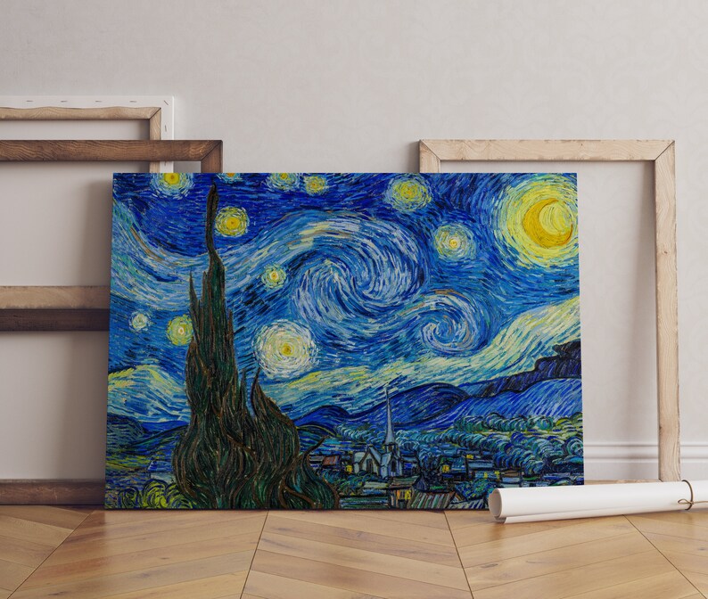 Vincent Van Gogh, the Starry Night Canvas Print, Size 40x28 Inches 100