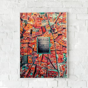 Cartel de Madrid, Ciudad desde arriba, Cartel enmarcado, Listo para colgar, Cartel de viaje de España, Paisaje urbano, Arte de pared, Decoración del hogar