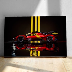 Póster o lienzo del Ferrari 499P, hipercoche de las 24 Horas de Le Mans, decoración para el hogar, arte mural, regalo de Ferrari