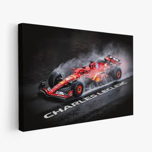 Poster F1 Charles Leclerc, stampa su tela o carta, n. 16, Scuderia Ferrari, regalo per fan della F1, arte murale, arredamento per la casa
