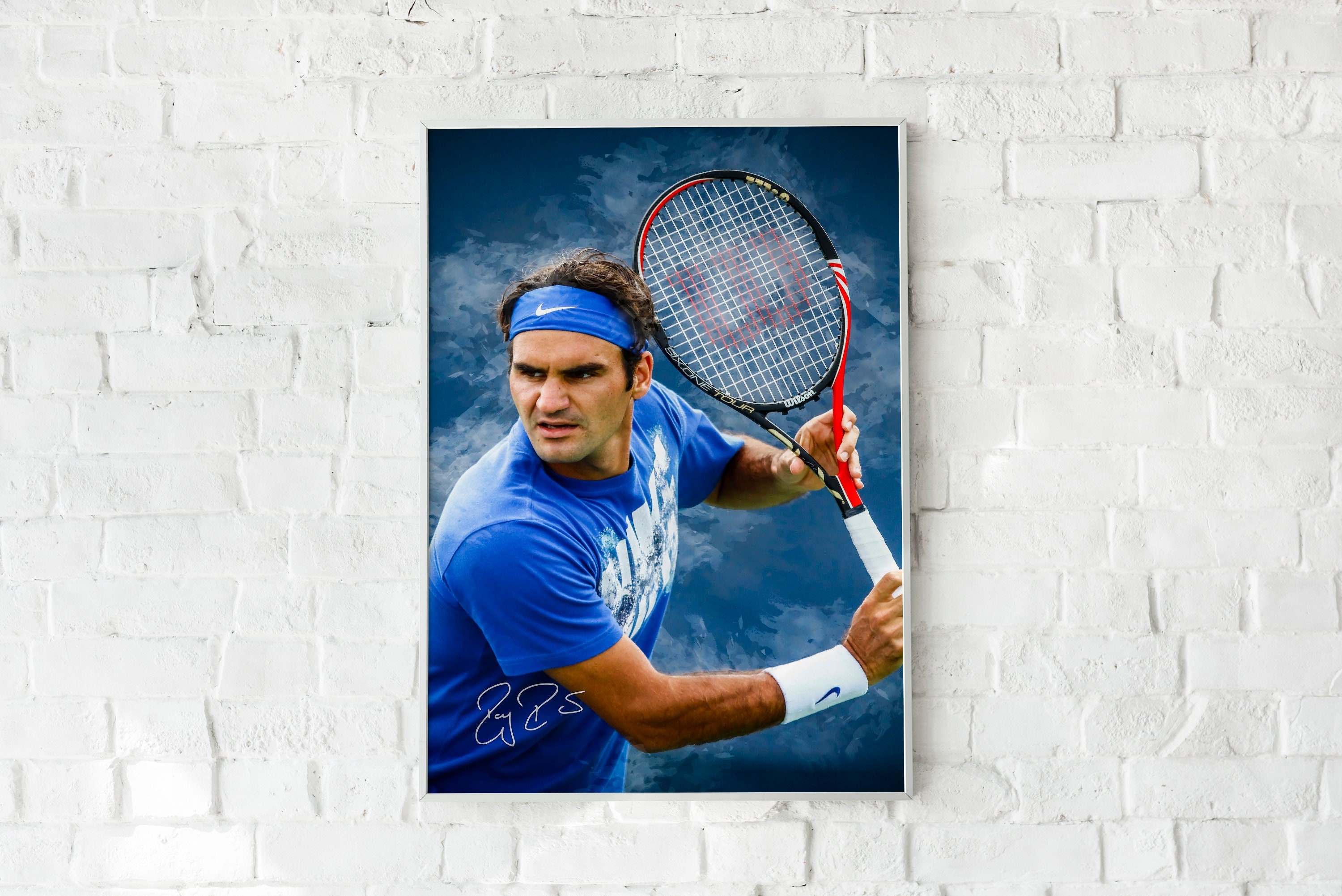 Silk Print Poster 44inch x 24inch / 109cm x 60cm ABA100 Roger Federer Soie Affiche 