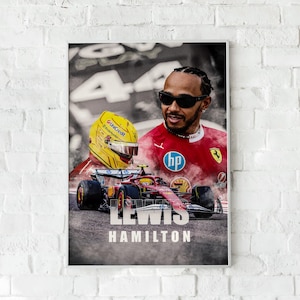 Lewis Hamilton, arte mural, temporada 2025 de F1, póster impreso en lienzo o papel, Ferrari F1 SF-25, Fórmula 1