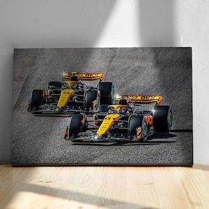 Oscar Piastri, Lando Norris, McLaren F1 Poster, Wall Art, Canvas or Paper Print, Formula One, Room Decor, Gift Idea