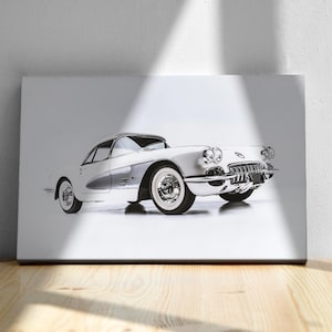1958 Chevrolet Corvette, Leinwand oder Poster oder Digitale Datei, Wohnkultur, Wandkunst, Sportauto