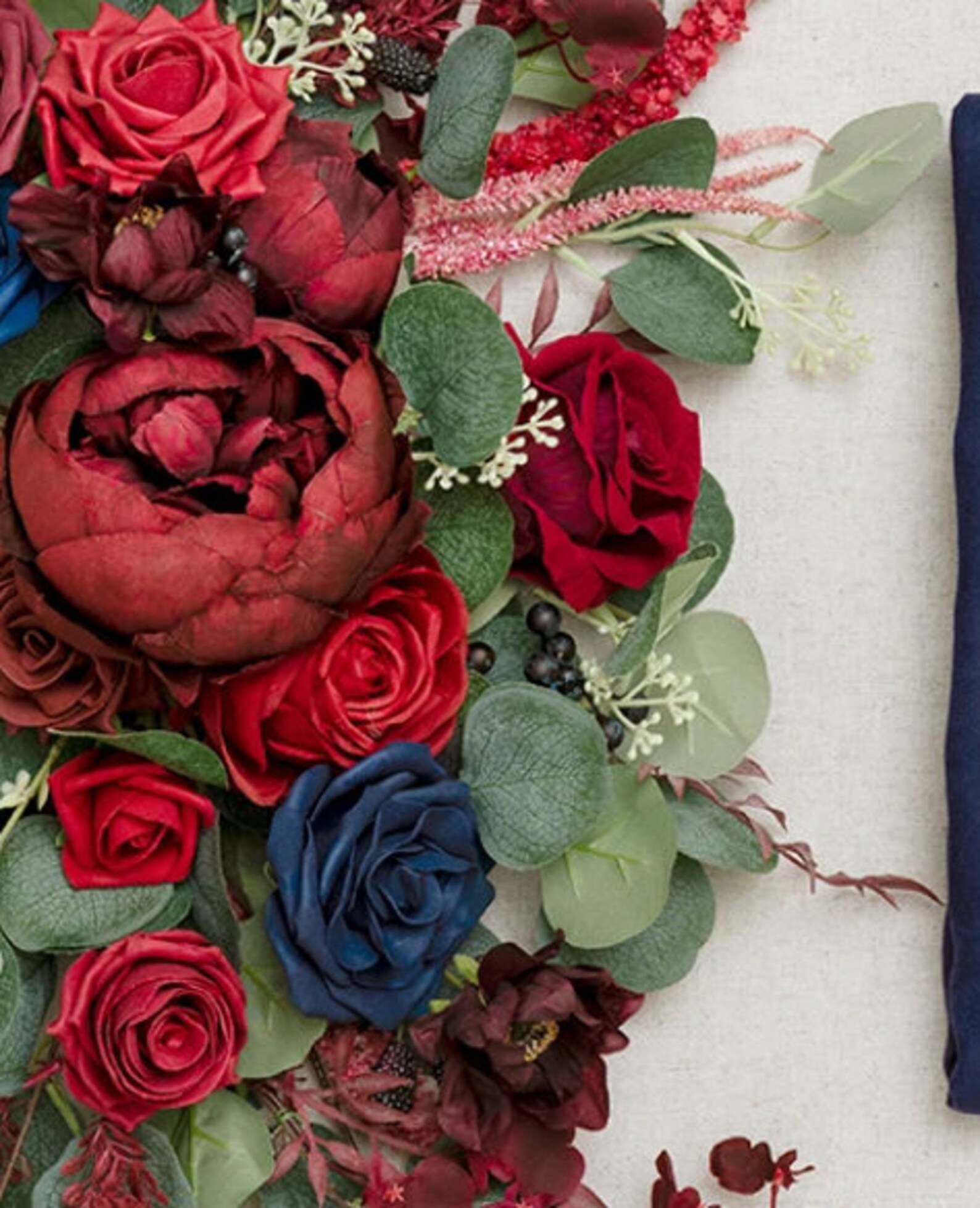 Burgundy & Navy Floral Arrangement Centerpieces with Etsy