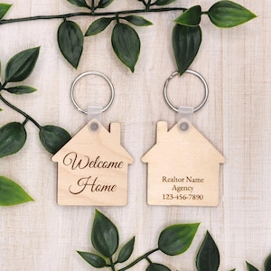 Personalized Realtor Keychains, Engraved House Keychain, Welcome Home Realtor Keychain, Realtor Client Gift, New Homeowner Keychain