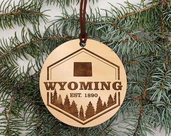 Wyoming State Ornament, Engraved Wyoming Christmas Ornament, Gift for New Neighbor, Ornament for New Home, Wyoming Souvenir