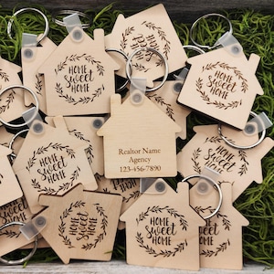 Custom Realtor Keychain Bulk, Engraved House Keychain, Home Sweet Home Key Realtor, Realtor Closing Gift Key Chains, Real Estate Keychains