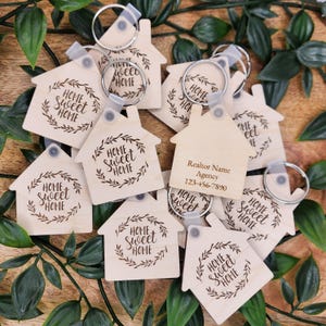 Custom Realtor Keychain Bulk, Engraved House Keychain, Home Sweet Home Key Realtor, Realtor Closing Gift Key Chains, Real Estate Keychains
