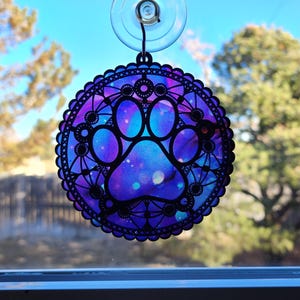 Dog Suncatcher, Pawprint Ornament, Mandala Suncatcher, Gift for Dog Mom, Dog Paw Suncatcher, Gift for Pet Owner, Dog Lover Gift Acrylic