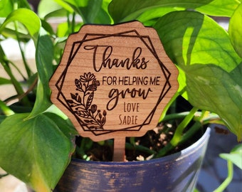 Teacher Appreciation Plant Stake, Teacher Thank You Gift, Engraved Wood Plant Stake, Personalized Teacher Gift, School Staff Present