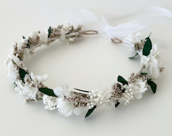 White Flower Crown: Wedding Boho Bridal Headpiece