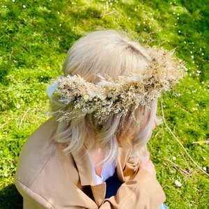 Boho Dried Flower Crown: Rustic Wedding Hair Accessory, Floral Headpiece for Bride, Bridesmaids & Festivals