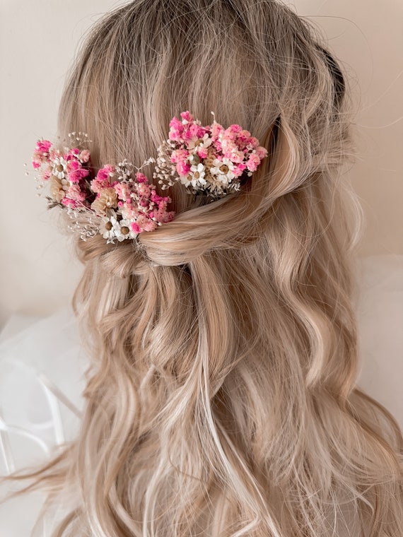 Wedding Bridal Pink Rose and White Floral Hair Pins - Women Accessories Amazon.com : Rose Flower Hair Clips for Women Red Pink White  main image 4