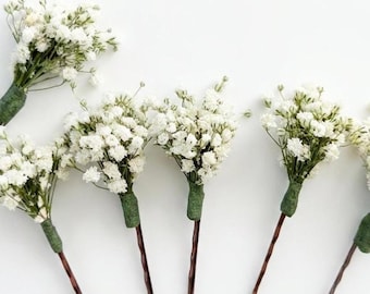 Piccoli fermagli per capelli in gypsophila / Accessori per capelli da sposa con motivo "Brevetto"