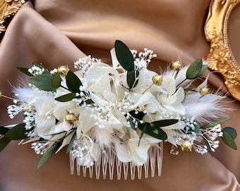 Elegant Wedding Bridal Flower Comb / Wedding Flower Hair Piece/ Bridal Eucalyptus Hair Comb/ Hydrangea