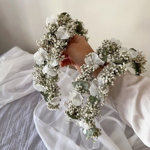 Gypsophile / Couronne de fleurs d'eucalyptus hortensia séchée pour bébé / Couronne de mariage / Couronne rustique /