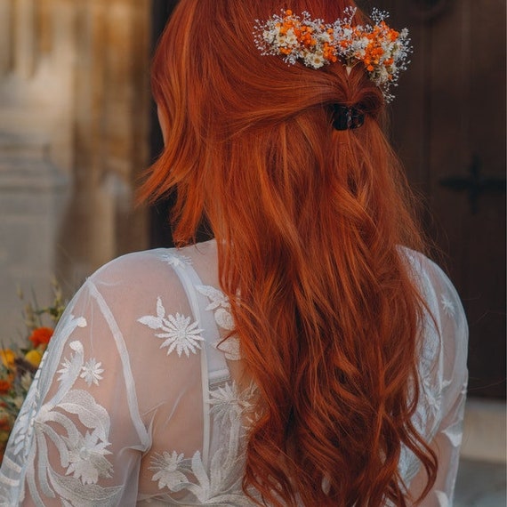 Pince à Cheveux Fleur Tropicale Bohème - Accessoire Mariée, Barrette Antidérapante Pour Plage, Fête, Quotidien