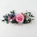 Pink Rose & Thistle Hair Comb / Dried Flower Bridal Hair Accessory