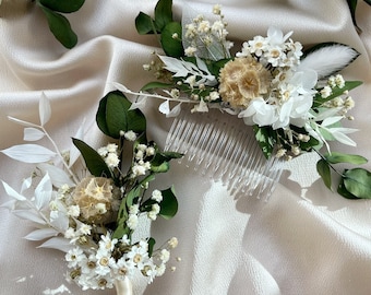 Eucalyptus Bridal Hair Comb: Preserved Flower Headpiece, Rustic Boho Wedding Accessory for Bride & Bridesmaids