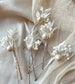 3pcs/5 pcs Elegant Dried Flower Hair Pins With Pearls / Bridal Hair Accessories/ Boho Wedding / Babys Breath Pins / White Dried Flower Pins 