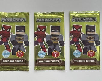 RARE Minecraft Series One Trading Cards - 3 Pack Lot - 5 Cards Per Pack