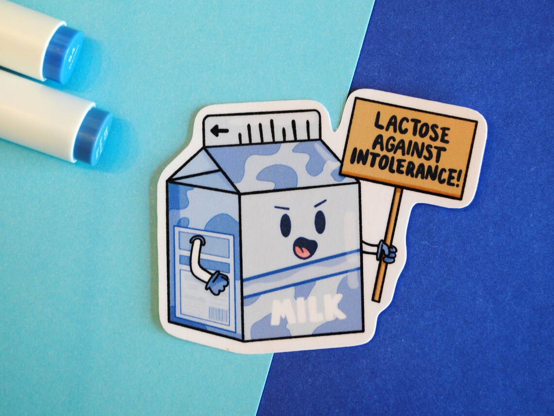 Lactose Against Intolerance Sticker / Milk Carton Sticker / Etsy