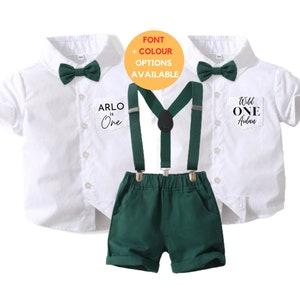 1st/first birthday suspender 4 piece outfit, first birthday boy outfit,Cake smash outfit, first birthday suspender