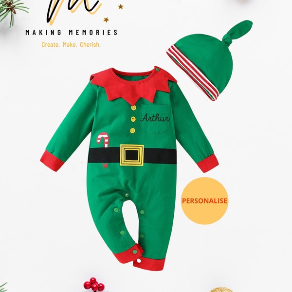 Traje de Navidad, 1ss, elfo, babygrow, body, onesie, romper, traje de Navidad, traje. Disfraces, disfraces, monos, regalos,