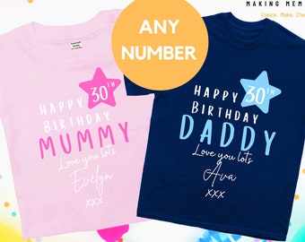 Happy 30th/1st Birthday mummy,daddy mum,dad,  30th / first /1st birthday as mummy, daddy personalised onesie, romper, bodysuit