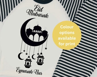 Personalised Eid mubarak PJS/Pyjamas/Pajamas/Lounge Set, eid Gift Idea, Baby Top, Sleepsuit, Kids, eid gift, my first eid