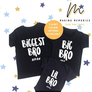 Personalised BIg/ Little/ Biggest/ Middle Brother Matching Announcement T-Shirts, Tees/Shirt, Sleepsuit/Toddler Set, Baby Gift