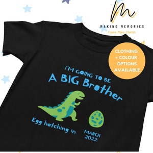 personalised im going to be a big brother tshirt, Dinosaur bro tshirt, pregnancy reveal, sibling, new baby,announcement, big brother t shirt