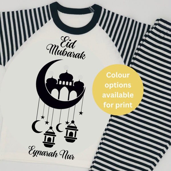 Personalised Eid mubarak PJS/Pyjamas/Pajamas/Lounge Set, eid Gift Idea, Baby Top, Sleepsuit, Kids, eid gift, my first eid