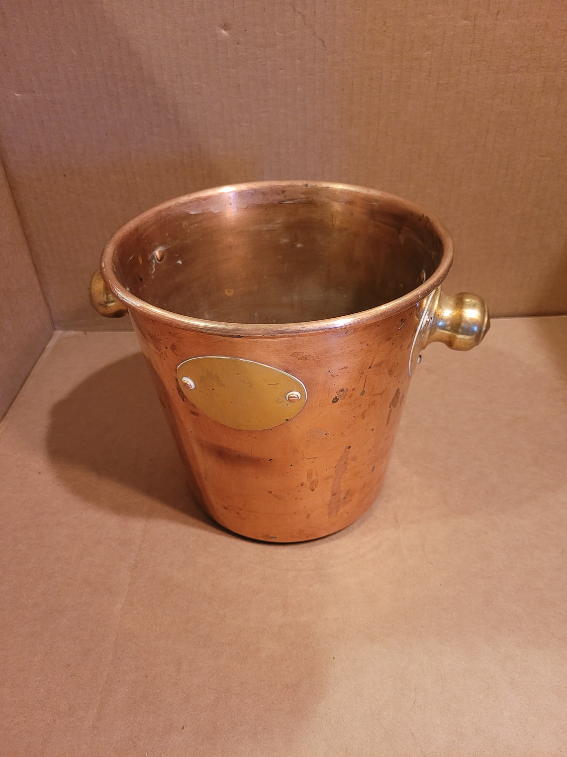 Solid Copper Ice Bucket with Brass handles Etsy