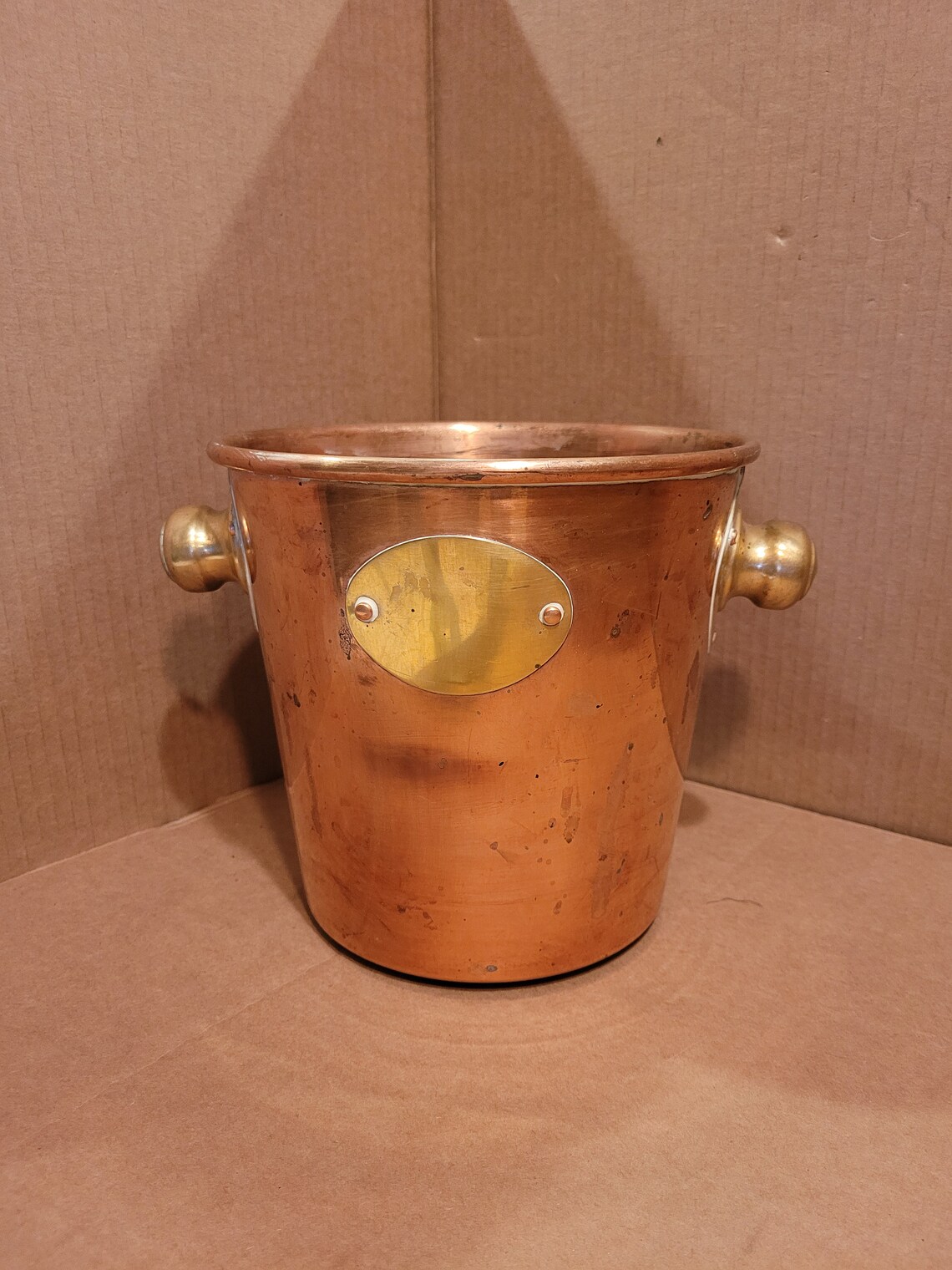 Solid Copper Ice Bucket with Brass handles Etsy