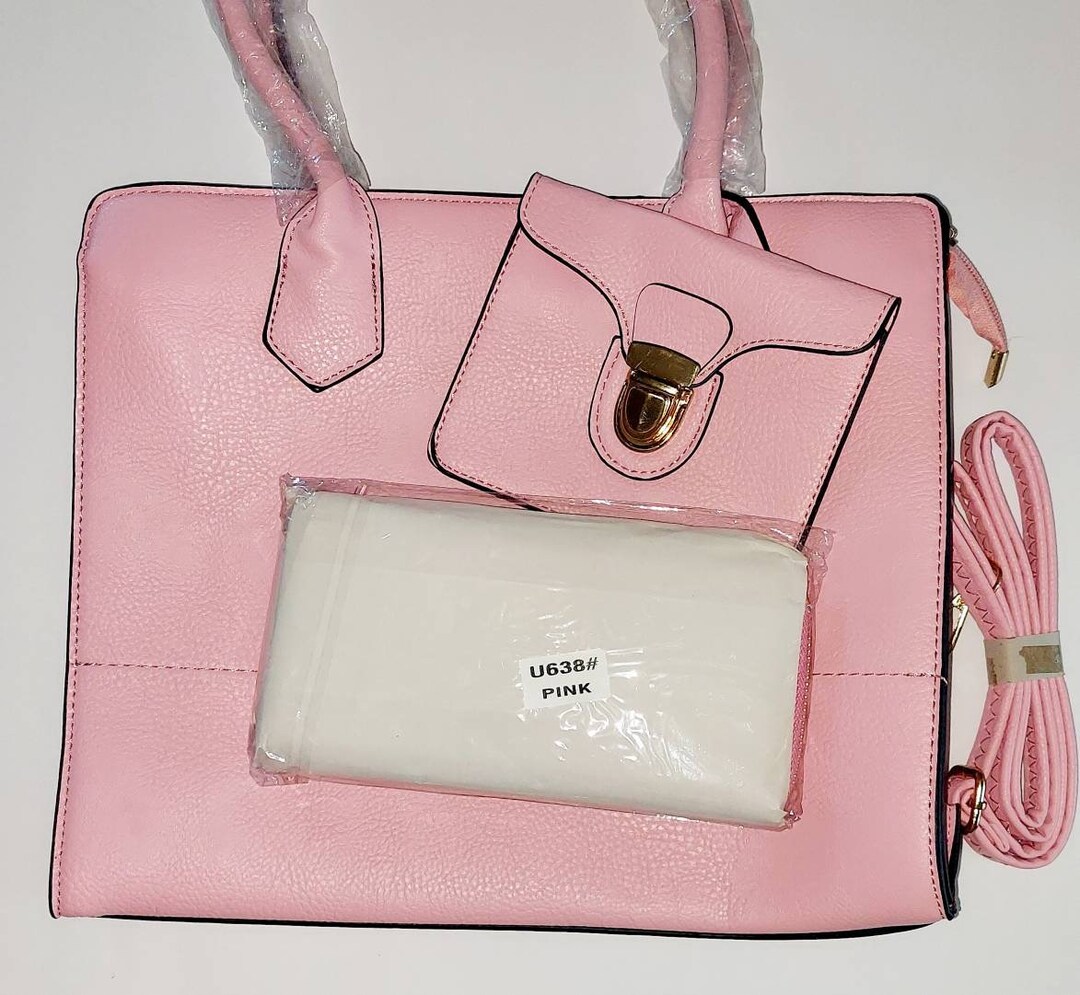 Large Pink Purse, Large Taupe Purse, Pink Shoulder Bag With Wallet ...