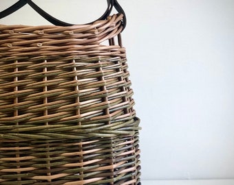 Leather strap shoulder basket in 'Herbalist' colours