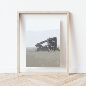 Printable Art | Digital Download | Oregon Coast Shipwreck Print | Coastal Shipwreck Art Print, Astoria Oregon, Peter Iradele Shipwreck
