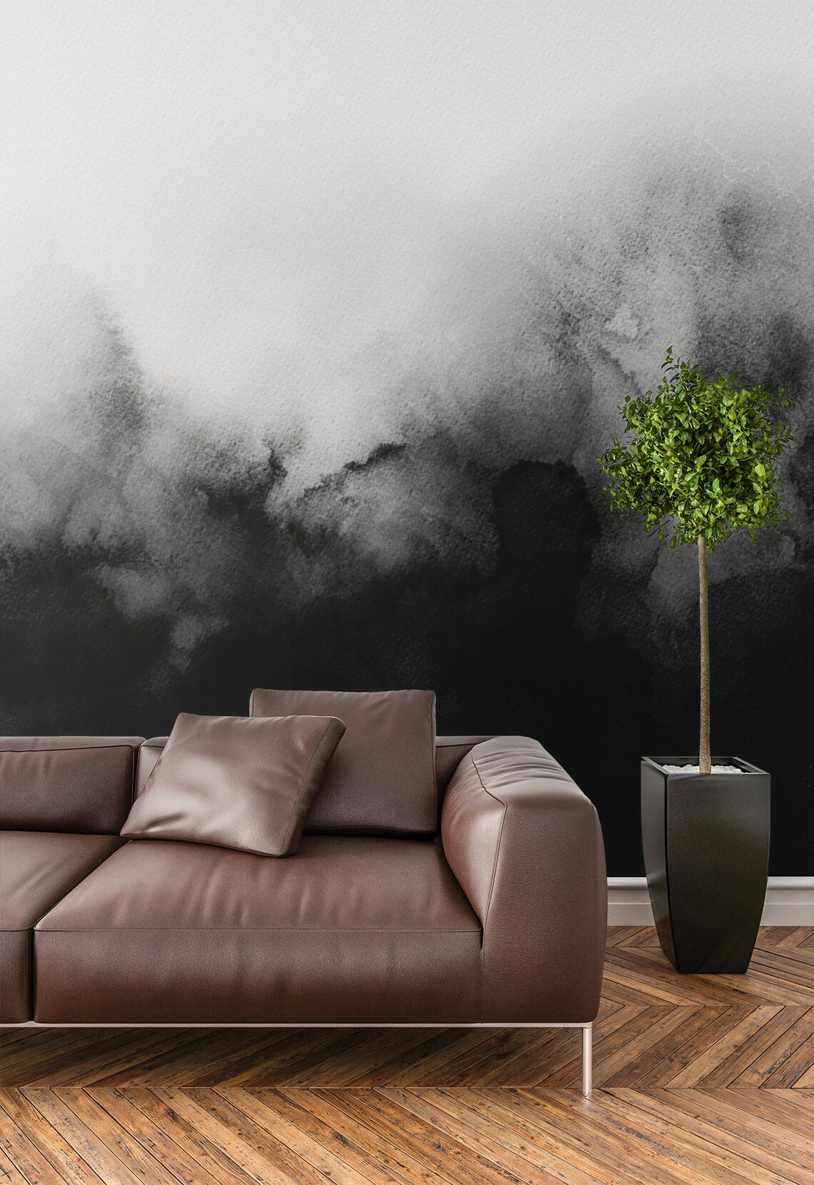 Black White Watercolor Wallpaper Temporary Wallpaper Removable | Etsy