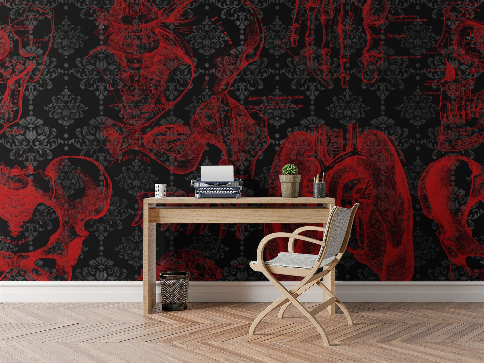 Anatomy Gothic Wallpaper Temporary Wallpaper Removable peel | Etsy