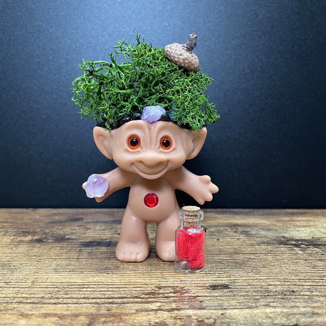 Oakley the Mossy Troll Obsidian Moss Amethyst Troll Whimsigoth