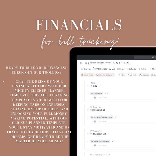 Financial Planner Template: Bills, Groceries, Expenses - ClickUp 3.0