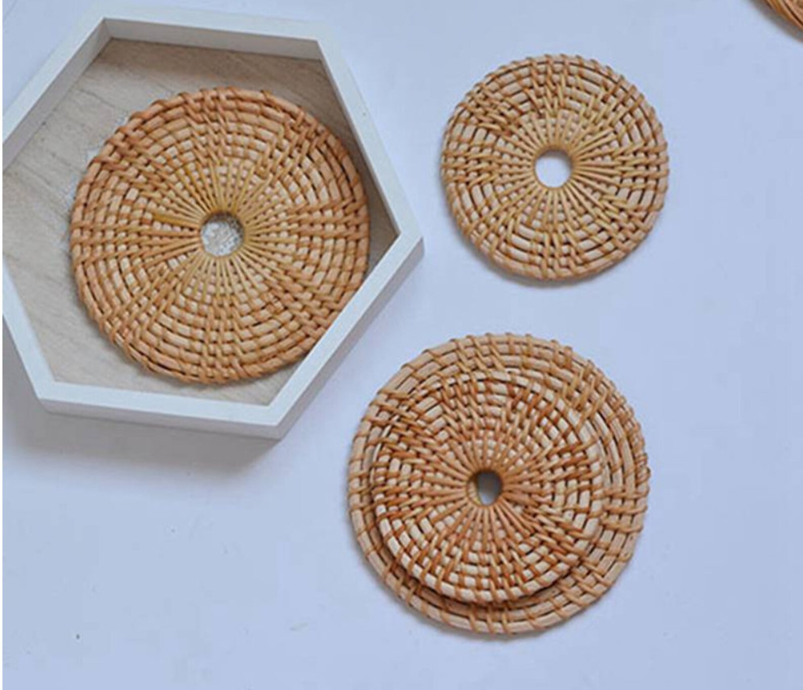 Rattan Plate Coasters Storage Plates Table Home Decor Handmade Etsy